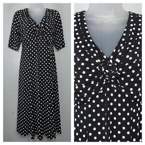 Chadwicks Size Large Black White Polka Dot Dress Classic Romantic Chic Babydoll